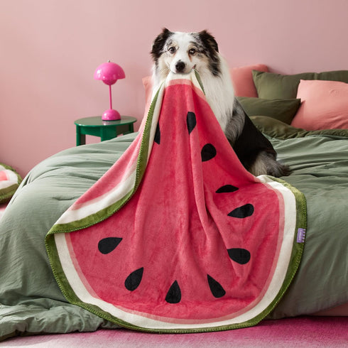 Lesure Puppy Blankets for Small Dogs - Calming Fruit Blanket for Pet, Cute Soft Cozy Fruit Pattern Round Blankets for Dog Gift, 350GSM Flannel Pet...