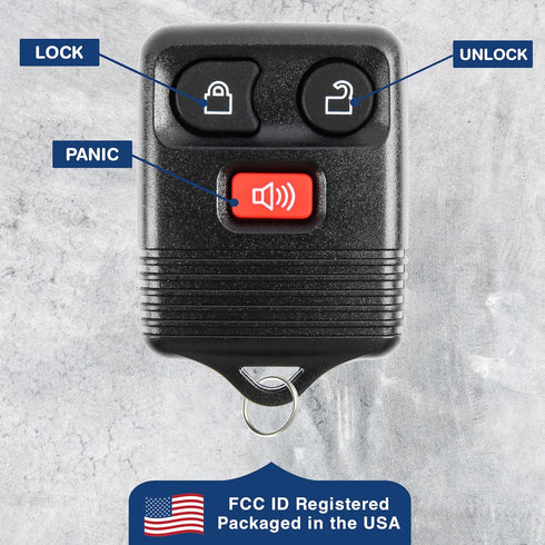 KeylessOption Key Fob Replacement 3-Button for 2005 2006 2007 2008 2009 2010 2011 2012 2013 2014 2015 Ford F150 Explorer Ranger Mustang Lincoln Ma...