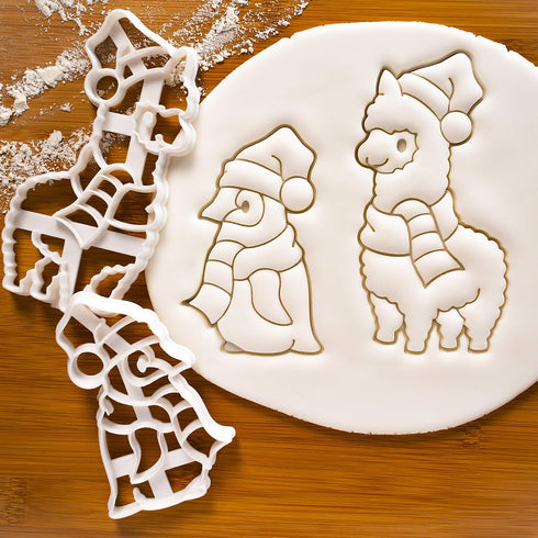 Set of 2 Christmas Animals cookie cutters (Designs: Alpaca and Baby Penguin), 2 pieces - Bakerlogy...