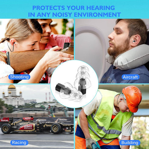 High Fidelity Earplugs - Comfortable, Reusable Silicone Ear Plugs with Cord for Snoring, Shooting Range, Concerts, Travel. 30db Noise Canceling Pr...