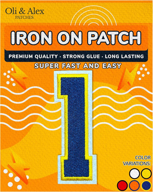 Iron On Patches - Blue Number 1 Iron on Patch Appliques Decorative Repair Patches for Clothes - Embroidered Digit Patches - Sew-free - Super Glue...