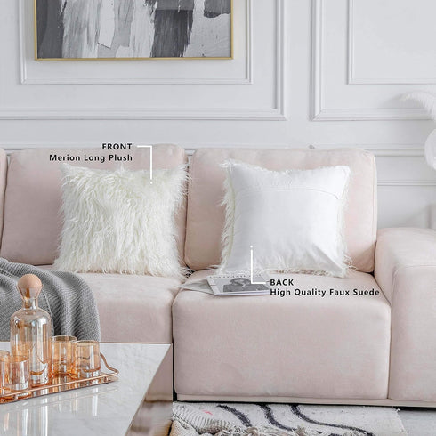 Home Brilliant Fur Pillow Covers 18x18 Decorative Throw Pillow Covers Fluffy Throw Pillows for Couch, Set of 2, 18 inch, White...