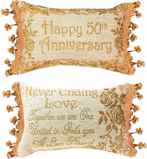 Manual 12.5 x 8.5-Inch Decorative Throw Pillow Reversible Word Pillow, Golden 50th Anniversary...