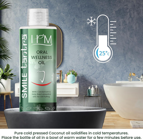 Oil Pulling with Cardamom & Holy Basil Essential Oils for Oral Health, Healthy Teeth & Gums, Alcohol Free Mouthwash, Teeth Whitening, for Dry Mout...