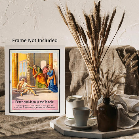 Posterizer 1 pcs-Peter and John in the temple poster-Religious Posters-Gifts for Christians -Decor for Church, Sunday School Classroom- unframed w...