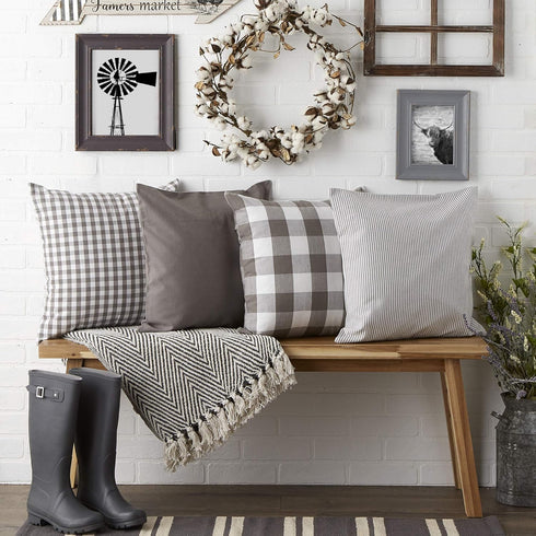 DII Decorative Square Throw Pillow Cover Collection Cotton, Machine Washable, Hidden Zipper, 18x18, Gray Assorted, 4 Piece...