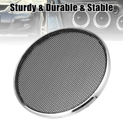 X AUTOHAUX 2pcs 3 Inch Car Metal Audio Speaker Grill Cover Mesh Woofer Horn Guard Decorative Circle Grille Protector Silver Tone...
