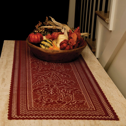 Heritage Lace Oak Leaf 14x48 Runner, Dark Paprika...