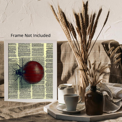 Posterizer 1 pcs-detailed bug on vintage dictionary page 2-Art for Animal Lovers-Vintage Art-Gift for Art Lovers- unframed wall art...