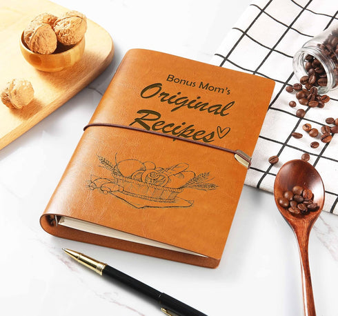 Bonus Mom Gift-Birthday Retirement Christmas Mothers Day Gift-Kitchen Accessorie-Bonus Mom's Original Recipes-Refillable Binder Recipe Notebook-Re...