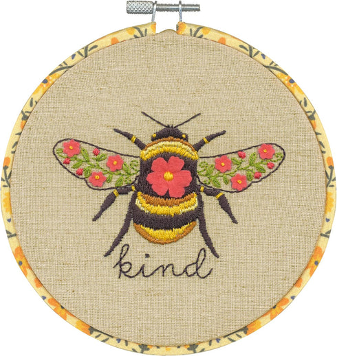 Dimensions Bee Kind Animal Embroidery Starter Kit for Beginners, 6" Diameter, Multicolor 6 Piece......