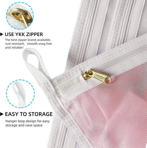 TENRAI Delicates Laundry Bags, Bra Fine Mesh Wash Bag for Underwear, Lingerie, Bra, Pantyhose, Socks, Use YKK Zipper, Have Hanger Loops,((0 Fluore...
