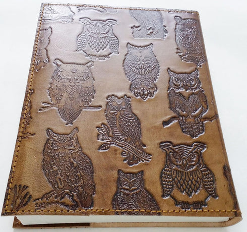 M & N Designs Handcrafted Embossed Owl Leather Pocket Style Refillable Antique Journal Notebook Diary Travel Journals- Vintage Owl Embossed Blank ...