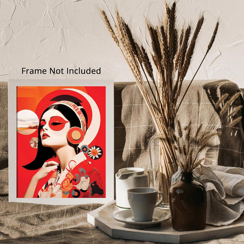 Posterizer 1 pcs-flowery dress-asian fashion-surreal collage-Retro Art-Abstract & Modern Art-Gifts for Women-Living Room Bedroom Decor- UNFRAMED W...