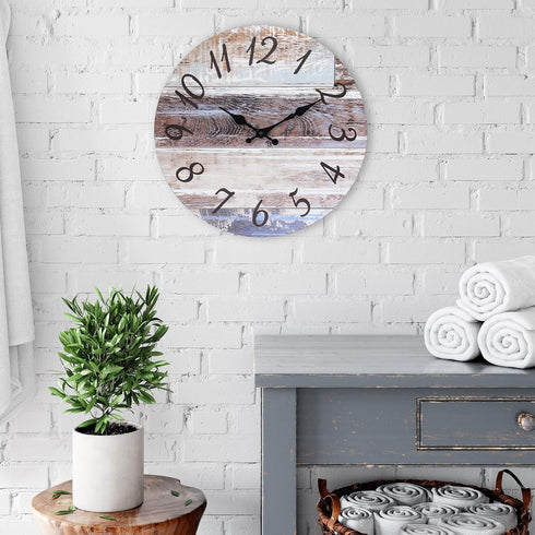 Stonebriar Vintage Farmhouse 14 Inch Round Battery Operated Hanging Wall Clock...