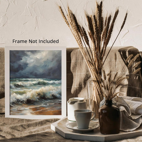 Posterizer 1 pcs- sea and beach themed oil painting style print 7-Landscape & Nature Art-Floral Botanical Art- Decor for Home & Office- unframed w...