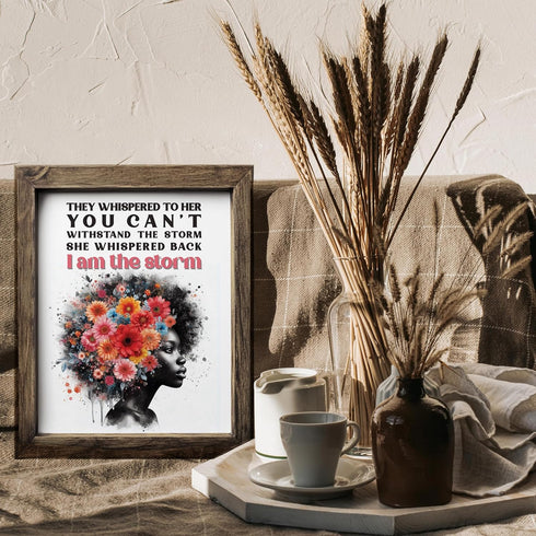 Posterizer 1 pcs-i am the storm-positive quote-Afro-American Art Collection-Inspirational Women's Art-Gifts for Women-Living Room Bedroom Decor- U...