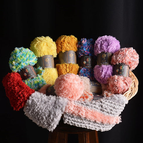 Palm 2 Skeins Super Soft Fur Yarn Chunky Fluffy Faux Fur Yarn Eyelash Yarn for Crochet Knitting Total Length 2 x 65m (2 x 71 yds, 100g x 2) Chunky...