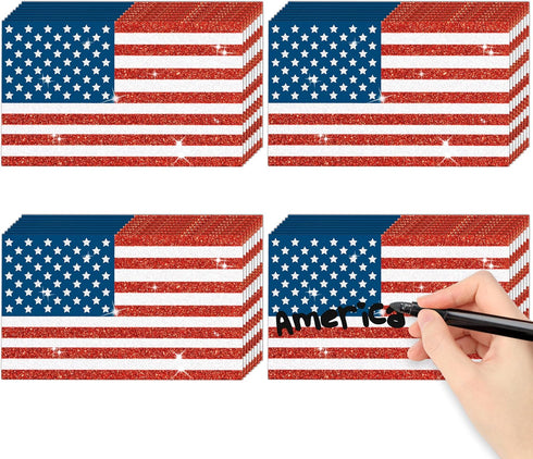 Patriotic Glitter Cutouts- 100Pcs Memorial Day American Soldier Flag Cutouts 4th of July Paper Die Cut with Glue Points for Kids Party Classroom O...
