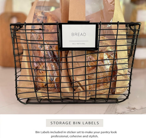 134 Kitchen Pantry Labels for Containers. Minimalist Preprinted Farmhouse Style. White Sticker Black Text. Waterproof Stickers. Organization Label...