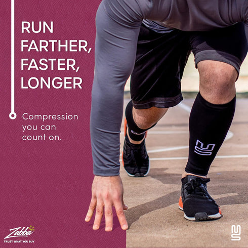 Calf Support - Large, Calf Compression Sleeve 2 Pack for Men and Women - Leg Sleeves for Sports, Running, Flights, and Shin Splints - Black...
