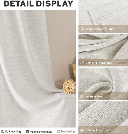 Linen Textured Semi Sheer Kitchen Tiers Curtains 36 Inches Long Small Kitchen Window Curtains Rod Pocket Cafe Curtains Drapes for Bathroom Laundry...