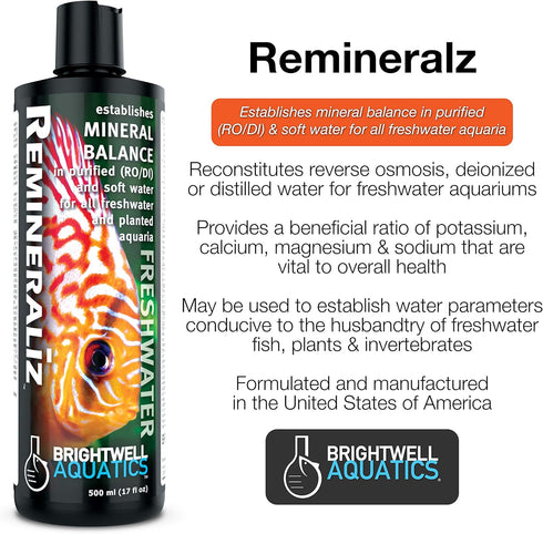 Brightwell Aquatics Remineraliz - Adds Minerals to Distilled, Deionized, or Reverse Osmosis Water for Freshwater Aquarium Use 250-ml...