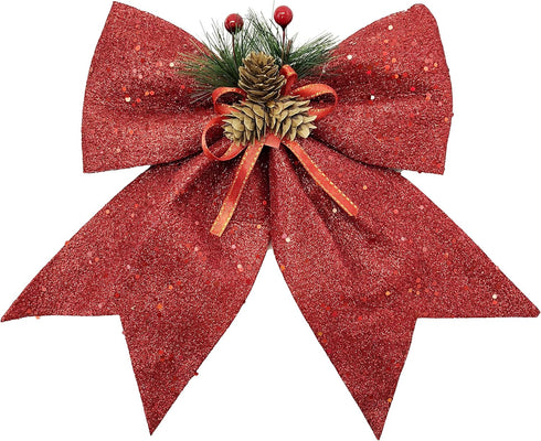 allgala Christmas Decorative Bows for Wreath Garland Treetopper Christmas Tree (11" LG Red 2-PK)-XBW93021...