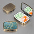 Dynippy Pill Case Pill Box with Mirror Retro Pocket 2 Compartment Medicine Case Vitamin Pill Organizer for Pocket Purse and Travel (A-Plum Blossom...