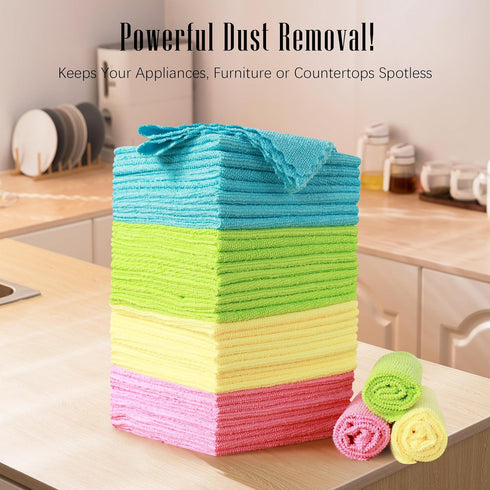Cosy Family 24 Pack Microfiber Cleaning Cloth - Reusable Cleaning Rags, Fast Drying Cleaning Towels,12"X12" - Multicolor...