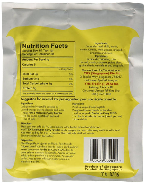 Yeo's Malaysian Curry Powder, 1.76 Ounces...