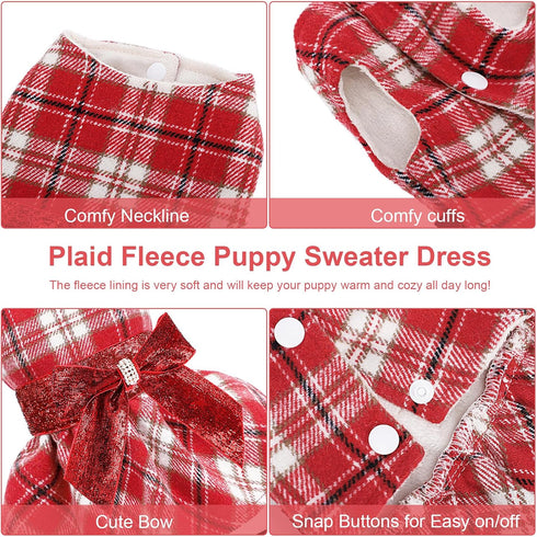 Dog Sweater for Small Dogs Girl Winter Dog Dress Small Dog Clothes Warm Fleece Small Dog Sweater Dress for Chihuahua Yorkie Pet Clothing Dog Costu...