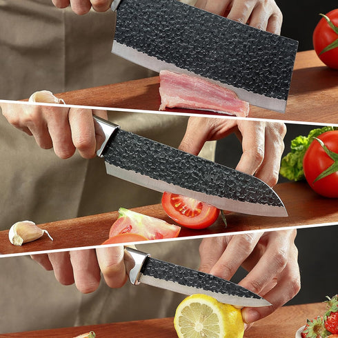 3PCS Chef Knife, Little Cook Chef Knife Set, Includes 7 inch Chef Knife, 7 inch Cleaver Knife and 4.5 inch Boning Knife, Premium Stainless Steel W...