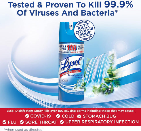 Lysol Disinfectant Spray, Sanitizing and Antibacterial Spray, For Disinfecting and Deodorizing, Spring Waterfall, 12.5 Fl Oz, (Packaging May Vary)...
