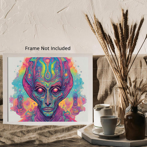Posterizer 1 pcs- psychedelic funky hippie colorful sci fi alien 2-Fantasy & Fiction Art-Retro Art- Living Room Bedroom Decor- unframed wall art...