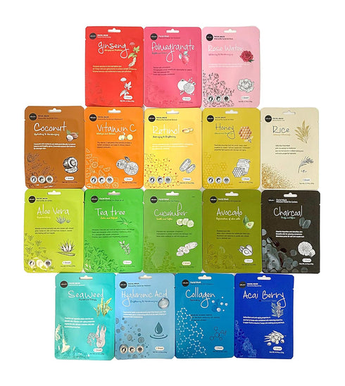 Celavi Essence Facial Sheet Face Mask Variety Set (17-Packs) Classic Korean Skincare...