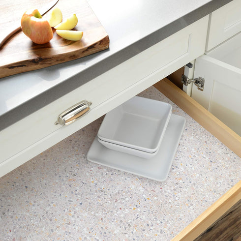 Con-Tact Brand Creative Covering, Self-Adhesive Shelf Liner, Multi-Purpose Vinyl Drawer Liner, Easy to Use and Apply, 18'' x 9', Terrazzo Blush...