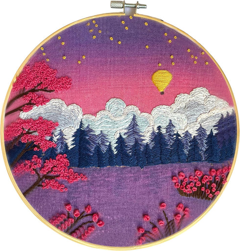 mozhijing Landscape Embroidery Stamped Pattern.Scenery Embroidery Kits for Beginners Adults, Mountains and Lake Stamped Cross Stitch Kits for Begi...