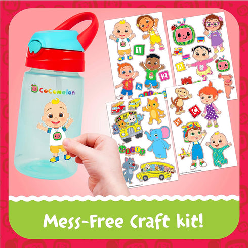 Creative Kids Cocomelon Decorate Your Own Water Bottle BPA Free with 4 Sheets of Stickers - Leak-Proof, Pop-Up Spout Cover - Easy to Grip School o...