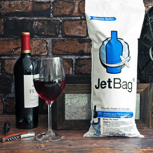 JetBag Travel Wine Bag (Set of 3, Blue Gift Pattern) - The Original Absorbent, Reusable & Protective Wine Bottle Bag - Made in the USA...