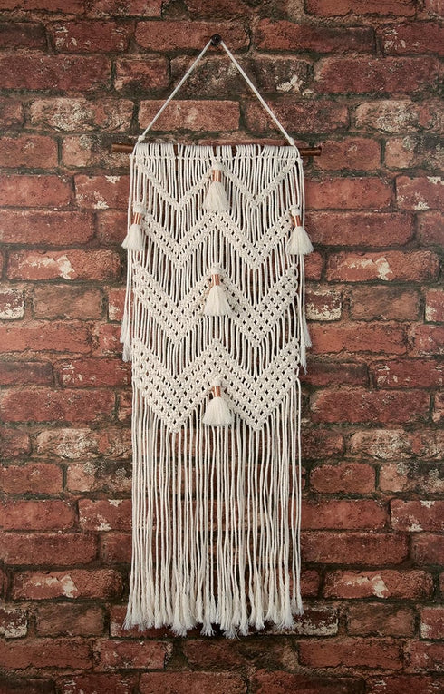 SOLID OAK Macrame Wall Hanger Kit - Chevrons & Tassels...