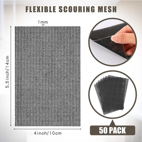 50 Pcs Flexible Scrubbing Screen for Household Cleaning 5.5" x 4" Scrubber Flexible Scouring Mesh Pad Cleaning Abrasive Grit Screen for Remove Car...