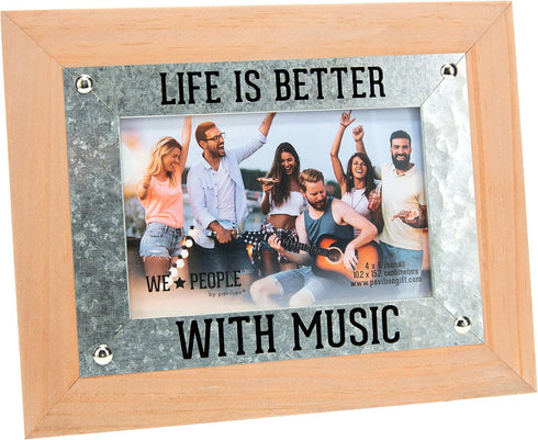 Pavilion Gift Company 67724 Life is Better Music People 4x6 MDF Easel Back Wall Hanging Picture Frame, Brown...