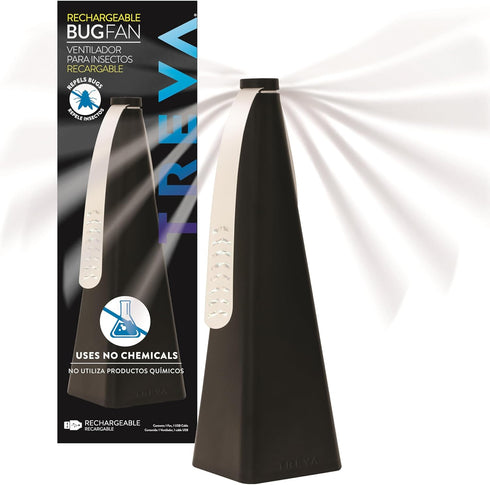 Treva Chemical Free Rechargeable Bug Fan Fly Deterrent with Holographic Blades to Clear Bugs, Mosquitoes, and Flies…...