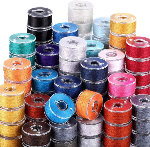 144 Pieces Prewound Bobbins Sewing Thread Bobbins Compatible with Brother/Babylock/Janome/Elna/Singer Embroidery Machine, Size A (24 Colors)...