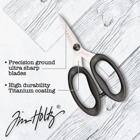 Tim Holtz Small Scissors - 5 Inch Scissors All Purpose for Cutting Fabric, Crafting, and Sewing - Heavy Duty Mini Scissors with Titanium Micro Poi...
