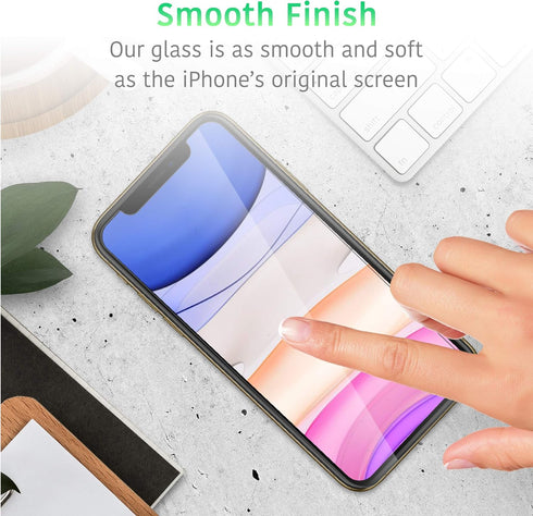 TalkWorks iPhone 11 Screen Protector (Also Fits iPhone XR) 3 Pack Tempered Glass Film Durable 0.33mm 9H Hardness, Shatter Proof, HD Touch Clarity,...