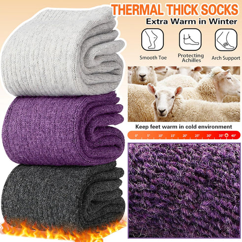 Sandsuced 5 Pack Merino Wool Hiking Socks for Women Warm Winter Thick Thermal Cozy Boot Work Soft Ladies Socks...