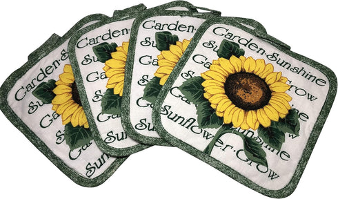 Set of Four Pot Holders for Kitchen (Sunflower)...