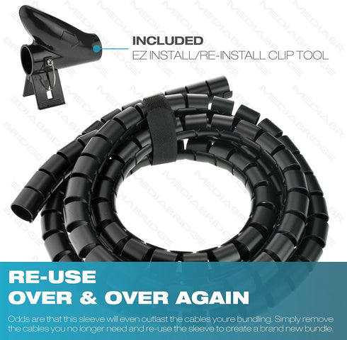 Mediabridge™ EZ Cable Bundler (6 Feet) - 1" Width - Flexible & Expandable Cable Management Sleeve (Part# CM1-25-06B)...